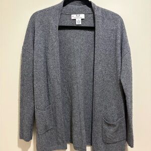 Gray Open Front Cardigan Sweater 100% Cashmere